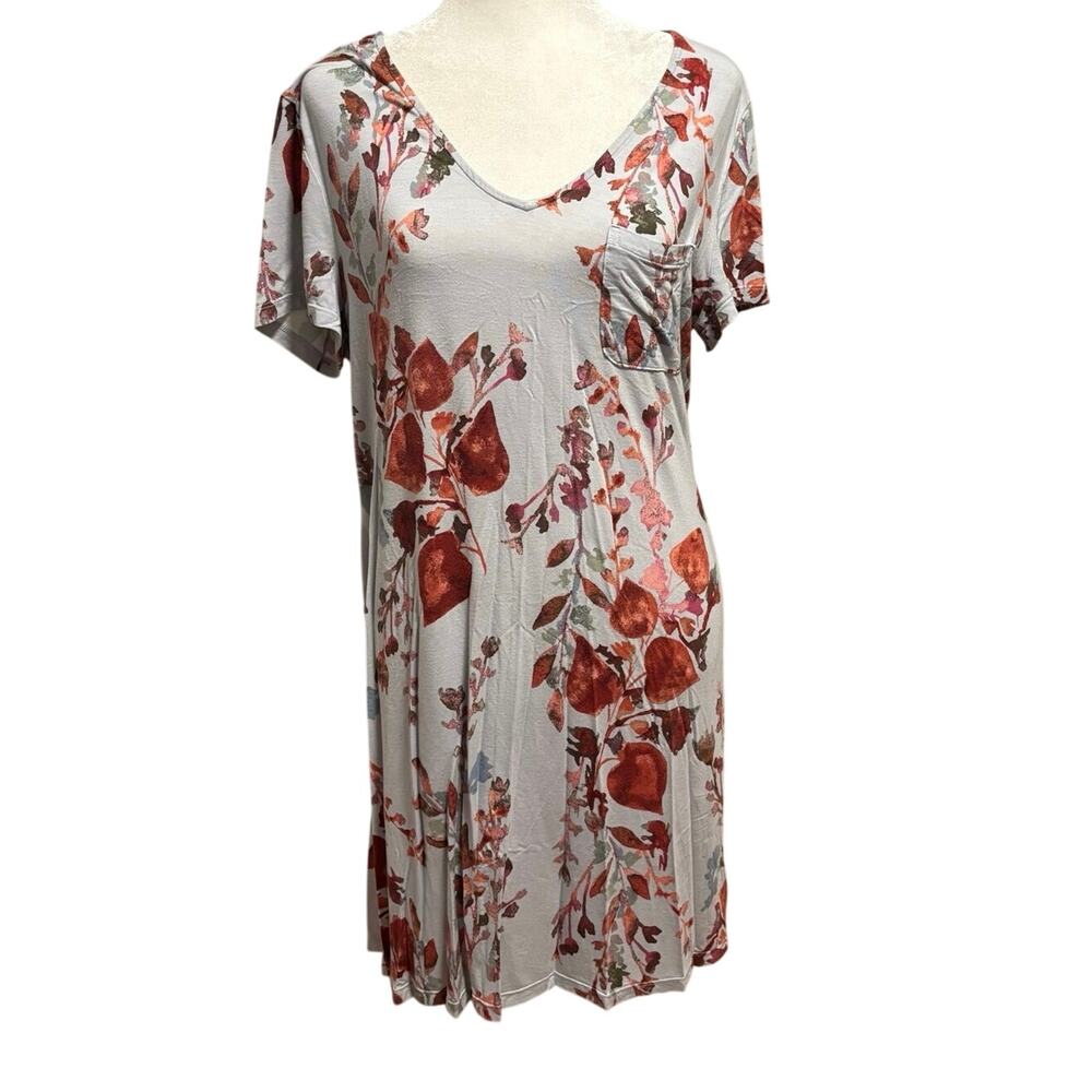 Soma Size M Cool Nights Sleepshirt Nightgown V Neck Blue Floral